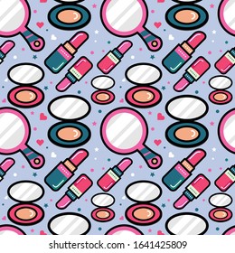 vector Makeup icon seamless pattern background. Suitable for gift wrapping, tshirt design, wallpaper and more design. vector illustration