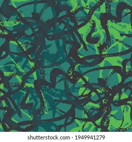 Papel verde de malaquita vectorial efecto de martillado de fondo de patrón sin fisuras. El fondo de la pintura de fluidos de los remolinos variados y esparcidos. Textura de arte abstracta de forma pintoresca. Ebru por todas las huellas del verano