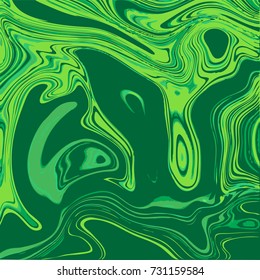 Vector Malachite Texture. Green Ink Marbling Paper Background. Elegant Luxury Backdrop. Liquid Paint Swirled Patterns. Japanese Suminagashi or Turkish Ebru Technique. Square format.