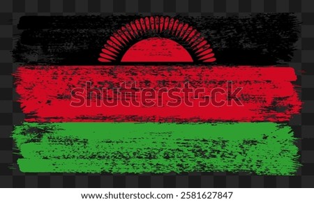 Vector Malawi flag in grunge style on transparent background