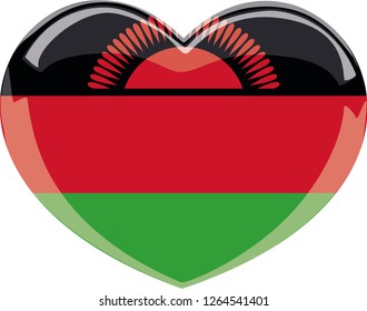Vector Malawi flag, Malawi flag illustration, Malawi flag picture, Malawi flag image. Heart vector, sticker, eps10
