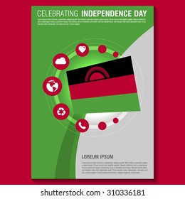 Vector Malawi Independence Day Flyer template. Creative Brochure Title Page. National Day Leaflet design element. vector illustration