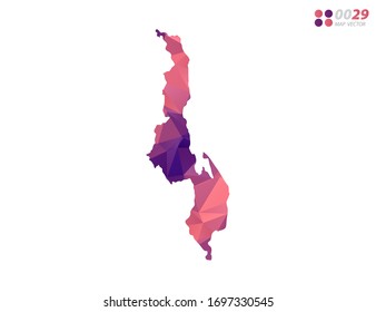 Vector of Malawi map colorful polygon red triangle mosaic with white background. style gradient.