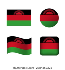 Vector Malawi National Flag Icons Set
