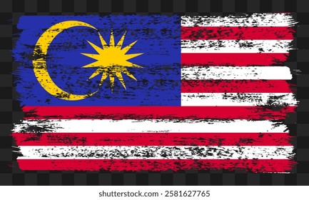 Vector Malaysia flag in grunge style on transparent background