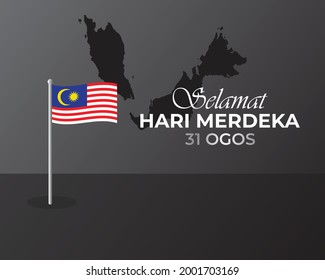 A vector of Malaysia Independence Day with flag and map. Translation for Malaysia word is Happy Independence Day, 31st August.