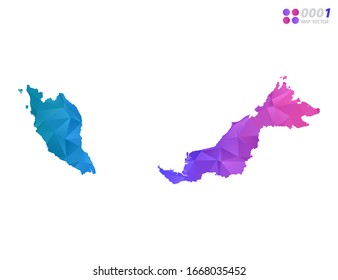Vector Malaysia map colorful polygon triangle mosaic with white background. style gradient.
