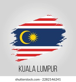 Vector malaysia state Kuala Lumpur and region vector grunge flag design template 