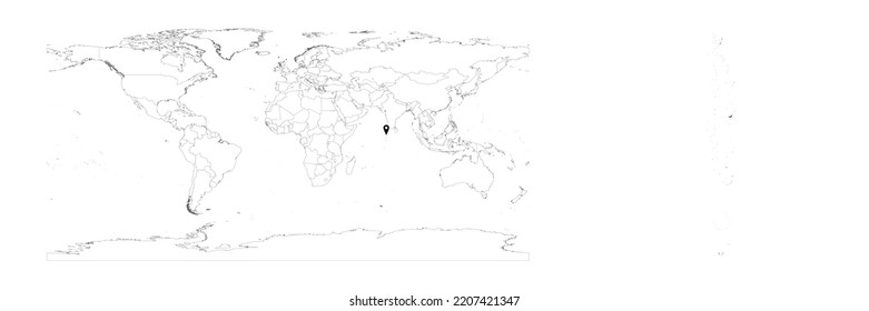 Vector Maldives map showing country location on world map and solid map for Maldives on white background. File is suitable for digital editing and prints of all sizes.