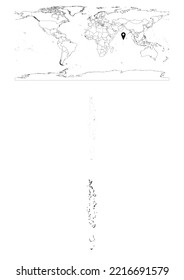 Vector Maldives map, map of Maldives showing country location on world with solid and outline maps for Maldives on white background. File is suitable for digital editing and prints of all sizes.