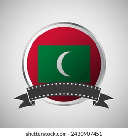 Vector Maldives Round Flag Banner Vector Illustration