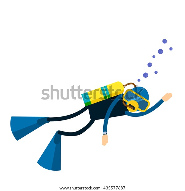 Vector Male Character Diver Scuba Diving Stock Vector (Royalty Free ...