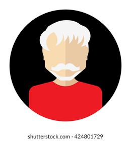 Vector male face avatar, logo, template, pictogram, button. Round trendy flat icon with man for business, internet, design.