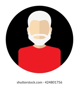 Vector male face avatar, logo, template, pictogram, button. Round trendy flat icon with man for business, internet, design.