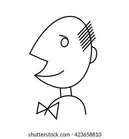 Vector Male Face Logo in Linear Style. 