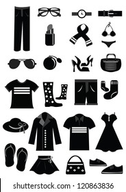 Vector For Male and Female Fashion, Clothing and Accessories Collection Icon Set