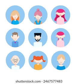 Vector male and female icon set. Gentleman and lady. Male and female user avatar. Flat design style
