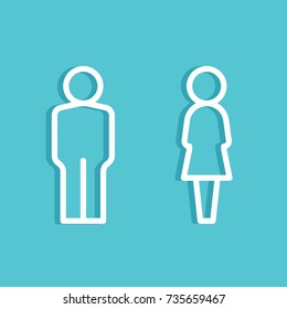 Vector male and female icon set. Man and lady toilet sign