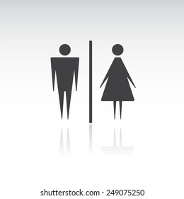 Vector Male and Female Icon with Shadow