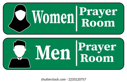 vector male and female Islamic prayer room sign