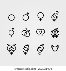 Vector Male And Female Sexual Orientation Icons