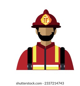 Vector de un bombero masculino, ilustración vectorial simple para diseños de extinción de incendios y seguridad