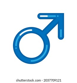 Vector male gender symbol flat icon isolated on white background
