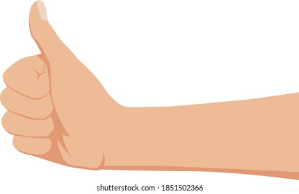 Vector of male hand gesturing thumbs up. Hand holding something small. Vecotr illustration isolated on white background