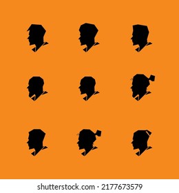 Vector male head geometry silhouettes pack.