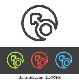 Vector Male icon set, line and flat design