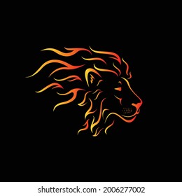 Vector of male lion head design on a black background., Wild Animals. Easy editable layered vector illustration. Animals.
