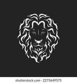 Vector of male lion head design on black background. Wild Animals.