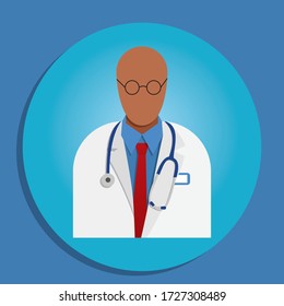 Vector Male Medical Doctor. Illustration of a Medical Doctor in a flat style on blue background.