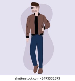 Vector modelo masculino ilustración de caminar