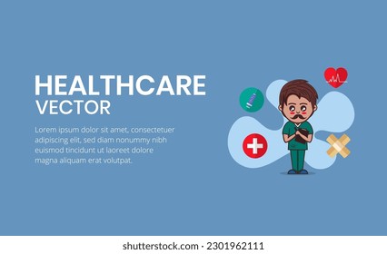 Vector of male nurse character on blue background