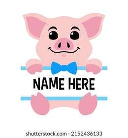 Vector Male Pig Name Frame