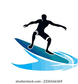 Vector of a Male Surfer, Energetic Surfer Graphic for Surfing and Beach Themes