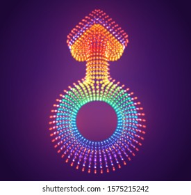 vector male symbol of mars made of glowing colorful dots
