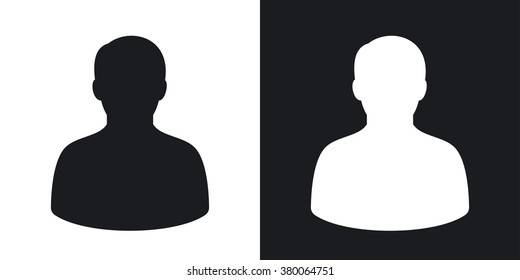 Vector male user icon. Two-tone version on black and white background