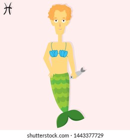 vector male zodiac sign pisces