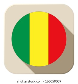 Vector - Mali Flag Button Icon Modern