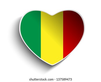 Vector - Mali Flag Heart Paper Sticker