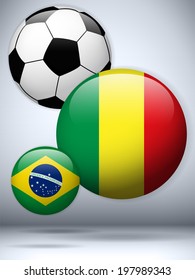 Vector - Mali Flag with Soccer Ball Background