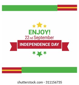 Vector Mali Independence Day 22nd September Celebration Card. Flag header and Footer with Ribbon banner and Typography Illustration