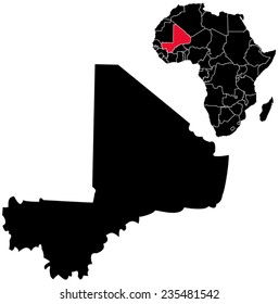 Vector Mali map on Africa