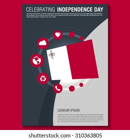 Vector Malta Independence Day Flyer template. Creative Brochure Title Page. National Day Leaflet design element. vector illustration