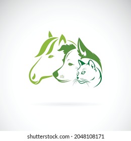 Vector Of Mammal Group Design On White Background. Horse. Dog. Cat. Animals. Pets. Easy Editable Layered Vector Illustration.
