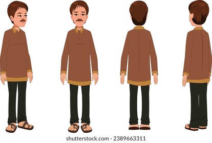 vector man with 4 pose, front man, side , back pose, cartoon male, cartoon male all pose, all character