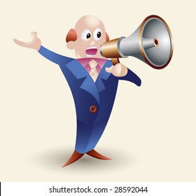 Vector Man Announcing Through A Megaphone