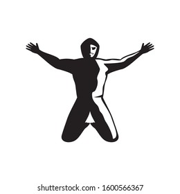 Vector a man arms stretched logo design eps format